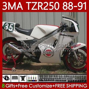 Wróżki Zestaw dla Yamaha TZR-250 TZR250 TZR 250 R RS RR 88 89 90 91 ABS Bodywork 115NO.54 YPVS 3MA White Green TZR250R TZR250RR 1988 1989 1990 1991 TZR250-R 88-91 Moto Ciało