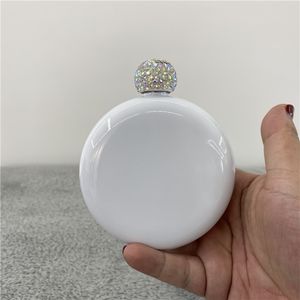 Hip Flasks Drinkware Kitchen Dining Bar Home Garden Sublimation 5Oz With Diamond Lid Round Square Blank Stainless Steel Flagon Mini Water DH76