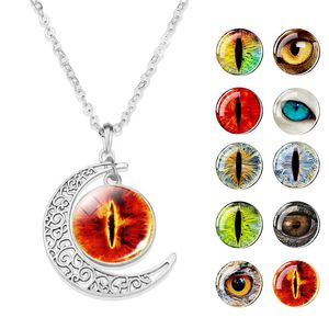 Подвесные ожерелья Eye of Sauron Ожерелье Серебряное получение полумесяца злой дракон для женщин Menpande