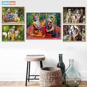 Radha Krishna Custom Canvas Art Home украшение ткани стена Принт шелковой ткань 30x45cm40x60cm 220614