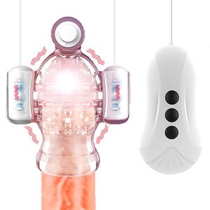 Stark penis glans massager fördröjning varaktiga trainerr manlig onanator sexiga produkter stimulator kula vibrator leksaker för män