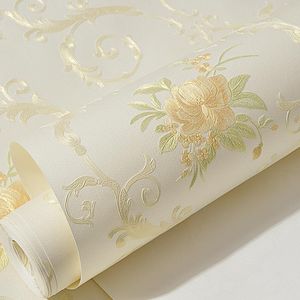 Wallpapers Beige Wallpaper Rolls Home Decoration Non Woven Wall Papers Self Adhesive Foral 3d For Girls Room Decor