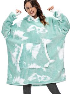 Sudaderas con capucha para mujer Sudaderas con capucha de invierno de gran tamaño Manta con mangas Sudadera de lana Tiedye Sudadera con capucha para mujer Bolsillo a cuadros Sudadera con capucha Usable 230206