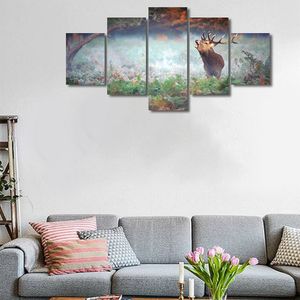 Modular Canvas HD Prints Posters Home Decor Wall Art Pictures 5 Pieces Abstract Closeup of Deer Paintings No Frame