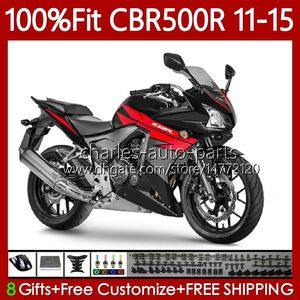 OEM Fairings Kit för Honda CBR 500 R CC 500R RR 2011 2012 2013 2014 2015 BODY 126NO.84 CBR500RR CBR500 RR 11-15 CBR500R Svart Röd Ny 11 12 13 14 15 Injektionsform Bodywork