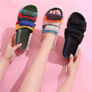 Hot Summer Slippers Women Wear Wild Canvas Thick Bottom Net Red Beach Shoes Power Cool Sandals Slippers Ladies Summer Flip flops J220716