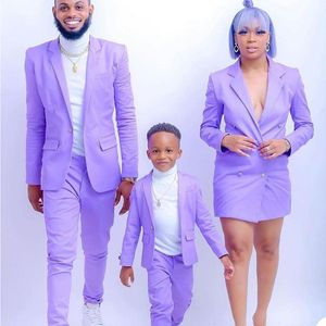 Smoking per fotografia di famiglia lilla lavanda Uomo con un bottone Slim Fit Giacca da sposa Abiti da ballo formale Pantaloni da festa Giacca da cappotto 2 pezzi