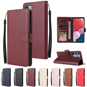 Capas carteira de couro para Samsung S24 Ultra Plus A15 A25 A35 A45 A55 A73 5G A23 4G Luxo Foto Simples 3 Cartões de ID de Crédito Slot Flip Capa Titular Bolsa de Telefone com Cordão