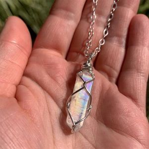 Pendant Necklaces 45cm Small Angel Aura Quartz Necklace Point Jewelry Gift For HerPendant