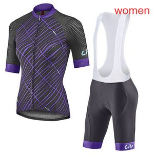 2022 Summer LIV Team damska koszulka kolarska z krótkim rękawem zestaw spodenek na szelkach Ropa Ciclismo odzież wyścigowa mundur rowerowy rower sportowy strój Y22062504