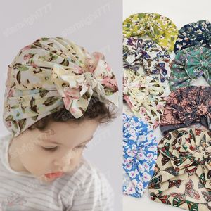 Neugeborenen weiche bequeme Baumwolle Turban Hut Mode Druck Schleife Baby Mädchen Mützen Kinder Fotografie Requisiten