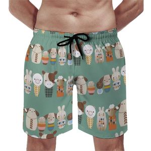 Men's Shorts Cute Dog Board Cartoon Animal Print Beach Short Pants Men Elastic Waist Comfortable Swim Trunks Plus Size 3XLMen's