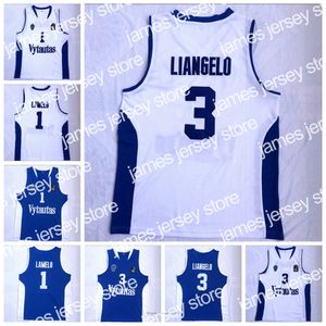 Yeni Erkekler Lamelo Ball #1 Liangelo Ball #3 Litvanya Vytautas Basketbol Forması Mavi Beyaz Dikişli Gömlek Nakış Boyutu X-2XL