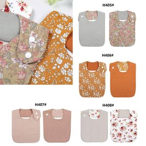 Hair Accessories Floral Vintage Born Double Side Bibs Boys Girls Waterproof Linen Cotton Saliva Towel Baby Shower Gifts