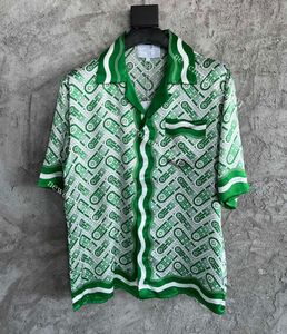 2022ss new Casablanca Hawaiian grassland green spring printed silk short sleeve shirt fashion men designer shirts