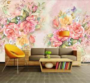 3d wallpaper mural Custom living room bedroom wallpapers 3d Rose Background Wall Decoration Painting