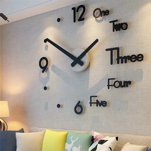 Fashion 3D Big Size Wall Clock Specchio adesivo fai -da -te Breve decorazioni viventi Meeting Room Design moderno Acrilico silenzioso 220813
