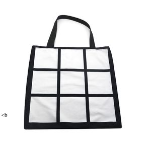 Blank Sublimation Grid Tote Bag White DIY Transferência de calor Sudoku Sacos de compras duplas laterais Gridview Reutilable StorageBags Bolsa ZZB15491