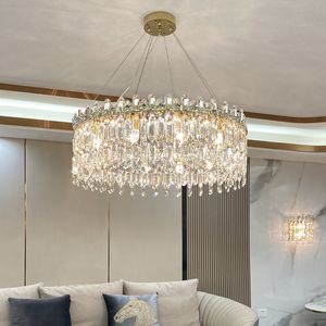 가벼운 고급 크리스탈 펜던트 화려한 샹들리에 거실 부엌 조명 창조적 인 단순한 고급 분위기 LED 장식