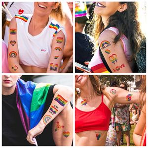 Rainbow Tattoo Naklejki LGBT Pride Tymczasowe naklejki Skóra Sejf dla dziewcząt chłopców Party faworyzują obchody paradów równości