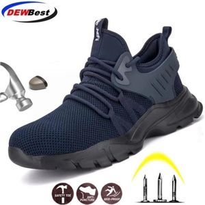 DEWBEST MENS SÄKERHETSKOR STÅL TOE WORKSFETY SOOTS PLUS STORLEK MÄNSIKTIGA PUNKTURE Bevis stövlar arbete andningsbara sneakers 210315