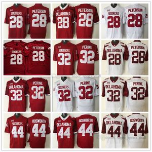 NCAA College Football Jerseys 44 Brian Bosworth 28 Adrian Peterson 32 SAMAJE PERINE Högkvalitativ Stitched Jersey Red White Black