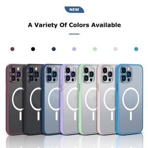 Magnetic frosted phone Cases for IPhone 13 12 11 Pro Max for 13PRO 12PRO PC TPU Glass lens film protection Case