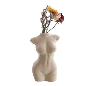 Body Art Design Flower Vase Vase Nude Женская скульптура цветочная ваза творческая хобби ваза посадка машины для дома декор ornational A1449 210409