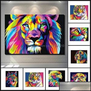 Pinturas artes artesão presentes em casa jardim sem moldura colorf leão animais abstrato pintura digital diy por números imagens de arte de parede moderna para