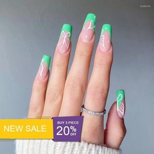 FALSE NAILS 24st Kort franska ballerina FAKTA NAGE FUTROM Mönster Avtagbar kista Full Cover Acrylic Art Tips 2022 Prud22