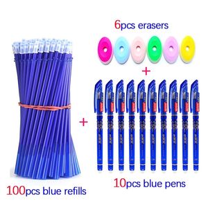 10016PC Erasable Pen Set 05mm Washable Handle Magic Gel Penns Refylls Rods For School Office Writing Supplies Kawaii Stationery 220707