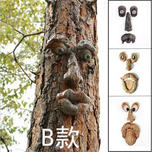 Engraçado, Antigo, abraço de árvore, jardim voyeur yard arte ao ar livre escultura de rosto engraçado decoração caprichosa 220728