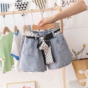 Kids Jeans Belt Toddler Girl Jeans Dot Jeans Girls Summer Toddler Girl Clothes Casual Style 210412