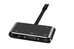 USB 3.1 Type-C Thunderbolt 3-HD VGA USB 3.0 AUX adaptörü MacBook Samsung S20 Dex Yüzey Huawei P30 Xiaomi 10 TV