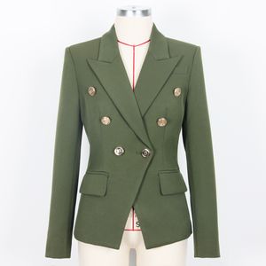 7 2022 XXL 밀라노 런웨이 코트 브랜드 같은 스타일의 녹색 긴 소매 여성 재킷 라펠 목 고품질 여성 의류 mansha
