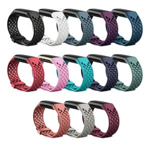 Andningsskydd Mesh Watchband Armband Armband Rem Vattentät Armband Sport Kvinnor Mjuka Silikonband för FitBit Charge 5 Charg5 Smart Watch Band