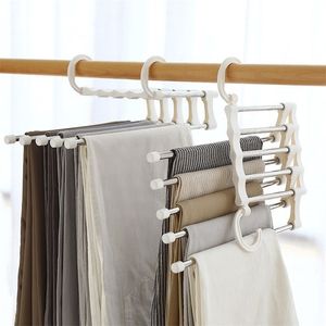 Cabides de calças salvam cabides espaciais de guarda -roupa para roupas de calças de calças Prateleira de armazenamento 5 em 1trouser cabide Organizador 220815