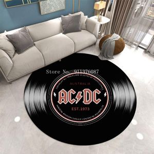 Carpets Entrance Door Carpet Salon Retro Personality Music Record Floor Mat Round Non-slip Rug Living Room Bedroom Stool