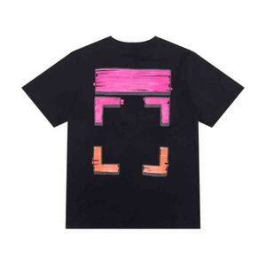 Tasarımcı Marka Lüks Erkek Tişörtler Tees Moda Offs T-Shirt Dini Yağlı Boya Mektubu Arrow Tshirts Giyim Giysileri Gevşek Pamuk Kadınlar y6nt