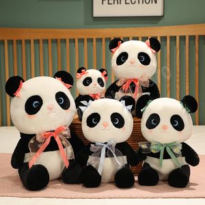 25/38cm Lovely Cartoon Bow Tie Panda Plush Toys Kawaii Dolls Super Cute National Treasure Pillow Stuffed for Kids Girls