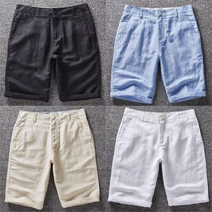 Mäns shorts högkvalitativ sommar andas ultratunna solida lös strand Bermuda män linne svart vit khaki marinblå bluemen's