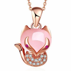 Lockets Cute Pink Crystal Zircon Diamonds Gemstones Pendant Necklaces For Women Rose Gold Color Choker Jewelry Bijoux Lover Gifts