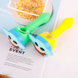 120mm Smoking baby Pipes FDA silicone hands pipe Cartoon Style With Glass Bowl Bong Dry Herb Accessories Hand Pipe