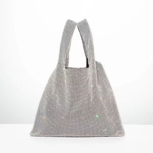 Evening bag white luxury kid bags trend silver studded diamond fashion handbag versatile high-end full diamonds designer chain bag