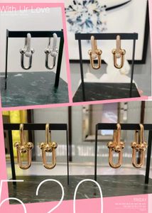 Frauen Marke Sier Brief Designer Gold Überzogene Harte Wind Stil Ohrring T Link Geometrische Mode Ohrringe für Dame Party hochzeit Schmuck Geschenk