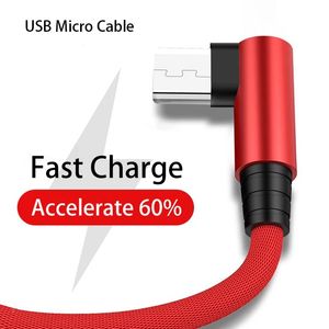 USB Micro Cable 3A 90 Degree Elbow Data Cable Charger Cord for Samsung Xiaomi Mobile Phone Accessories Fast Charging