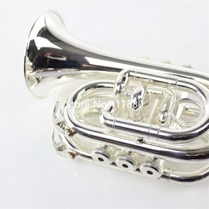 Tasche Trompete großhandel-Professioneller Mini Bach TR6500 BB Taschen Trompete Sliver Plated Musical Instrument Hohe Qualität mit Fallzubehör u