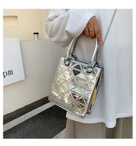 Bolsa de espelho de estilo ocidental de marca, nova e moderna bolsa de mensageiro feminina de couro envernizado, diamante brilhante, bolsa de ombro único, 3 cores