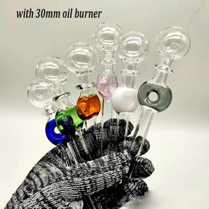 Kalın Pyrex Cam Yağ Brülör Boruları Daire Hava Akışı Suyu Sigara Sigara Boru 30mm OD Bubbler Dabber Araçları Dab Rig Sigara Araçları