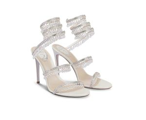 CHANDELIER elegant evening sandals Crystals thin high heels women s sandals Heel ankle strap winding Renes Caovilla dress shoes Luxury Designer sandal